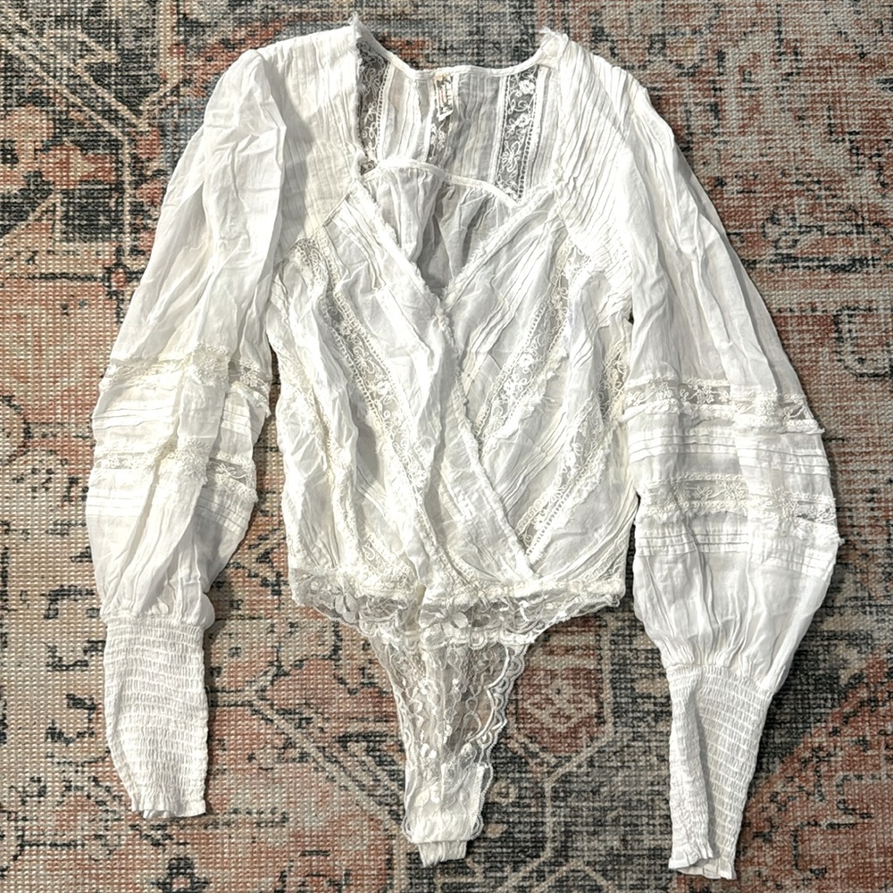 Free People Long Sleeve Sheer Bodysuit Size XS